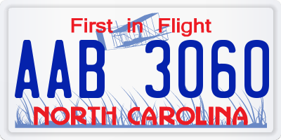 NC license plate AAB3060