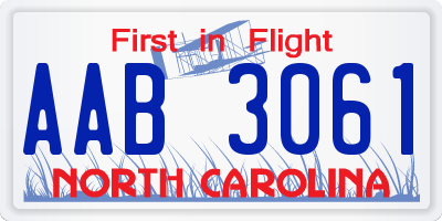 NC license plate AAB3061