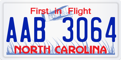 NC license plate AAB3064