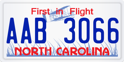 NC license plate AAB3066