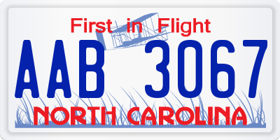 NC license plate AAB3067