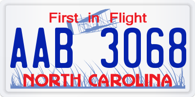 NC license plate AAB3068