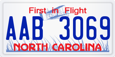 NC license plate AAB3069