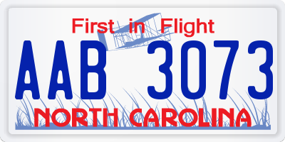 NC license plate AAB3073