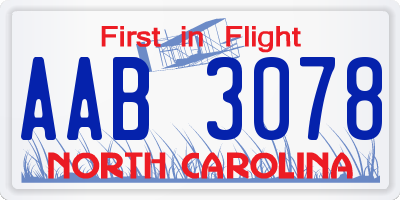 NC license plate AAB3078