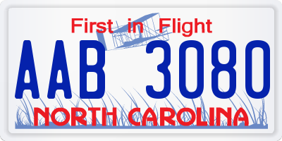 NC license plate AAB3080