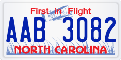 NC license plate AAB3082