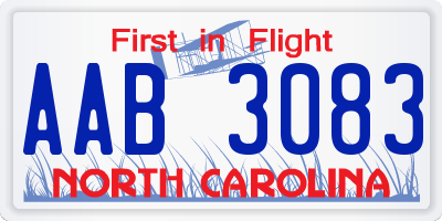 NC license plate AAB3083