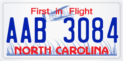 NC license plate AAB3084