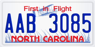 NC license plate AAB3085