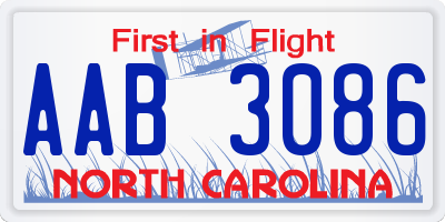NC license plate AAB3086