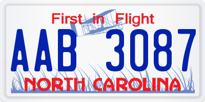 NC license plate AAB3087