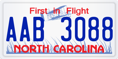 NC license plate AAB3088