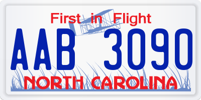 NC license plate AAB3090