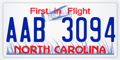 NC license plate AAB3094