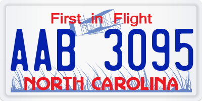 NC license plate AAB3095