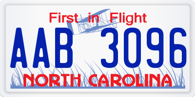 NC license plate AAB3096