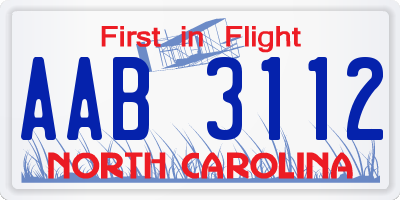 NC license plate AAB3112