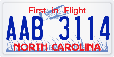 NC license plate AAB3114