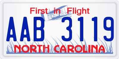 NC license plate AAB3119