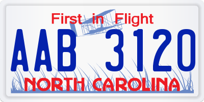 NC license plate AAB3120