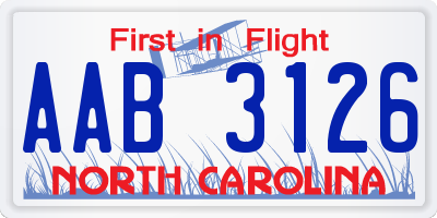 NC license plate AAB3126