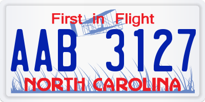 NC license plate AAB3127