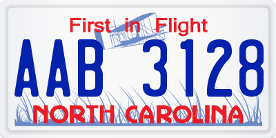 NC license plate AAB3128
