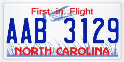 NC license plate AAB3129