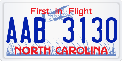 NC license plate AAB3130