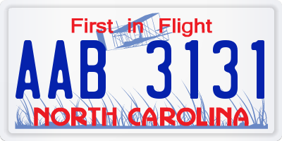 NC license plate AAB3131