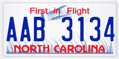 NC license plate AAB3134