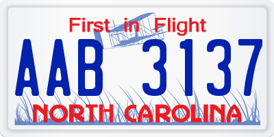 NC license plate AAB3137