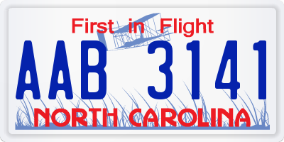 NC license plate AAB3141