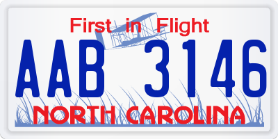 NC license plate AAB3146