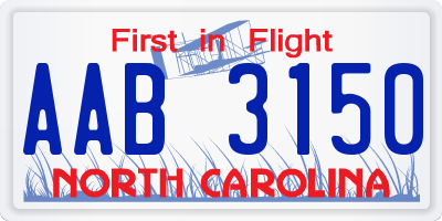 NC license plate AAB3150