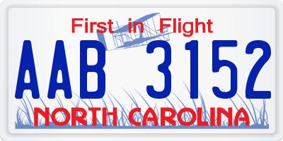 NC license plate AAB3152