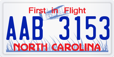 NC license plate AAB3153