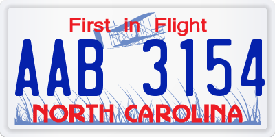 NC license plate AAB3154