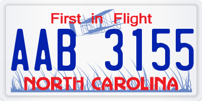 NC license plate AAB3155