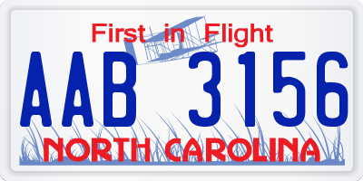 NC license plate AAB3156