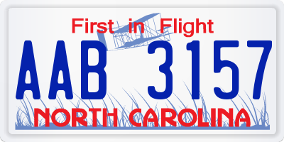 NC license plate AAB3157