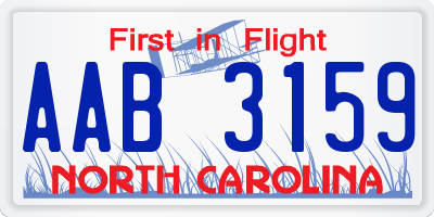 NC license plate AAB3159