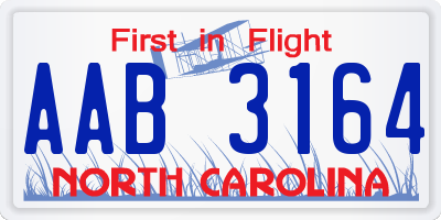 NC license plate AAB3164