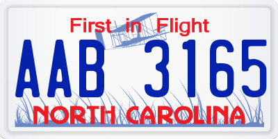 NC license plate AAB3165