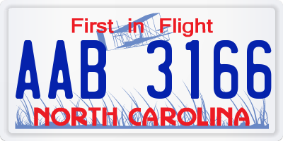 NC license plate AAB3166