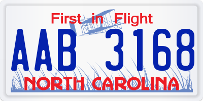 NC license plate AAB3168