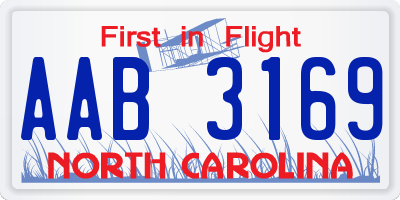 NC license plate AAB3169