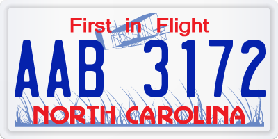 NC license plate AAB3172