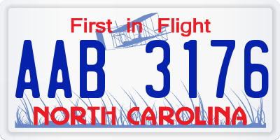 NC license plate AAB3176